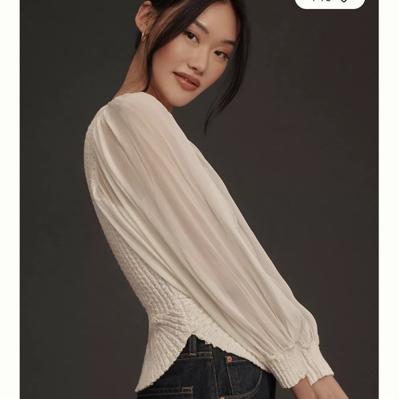 ON SALE 🌸 Anthropologie sheer long sleeve V neck sweater BEAUTIFUL - Picture 4 of 7
